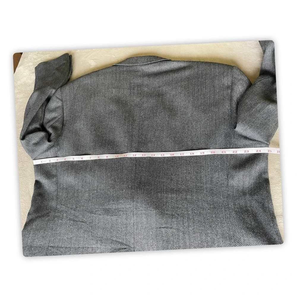 Savile Row Lambswool Sport Coat Blazer Gray Herringbone Mens 48 Long